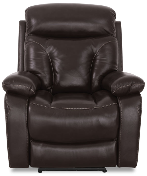 Hayes 38\" Genuine Leather Power Reclining Chairs with Adjustable Headrest - Brown