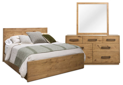 Scott Living Henri 5pc Bedroom Set with Bed, Dresser & Mirror, Wood, Brown - Queen Size | Ensemble de chambre à coucher Henri de Scott Living 5 pièces en bois avec lit, commode et miroir, brun - format grand lit