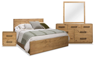 Scott Living Henri 6pc Bedroom Set with Bed, Dresser, Mirror & Nightstand, Wood, Brown - King Size | Ensemble de chambre à coucher Henri de Scott Living 6 pièces en bois avec lit, commode, miroir et table de nuit, brun - format très grand lit