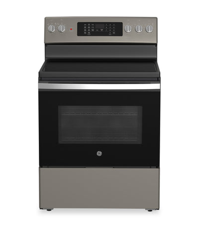 GE 5 Cu. Ft. Electric Range with True European Convection and Air Fry - Slate - JCB840ETES | Cuisinière électrique GE de 5 pi³ avec convection européenne véritable et friture à air - ardoise - …