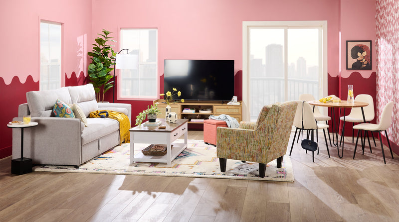 Joss Dining Chair with Polyester Fabric, Metal - White