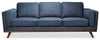Kort & Co. Kassia 90.6\" Linen-Look Fabric Sofa with Wood Base and Legs - Blue