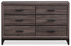 Kate Bedroom 6-Drawer Dresser, 58\"W x 37\"H - Grey/Brown