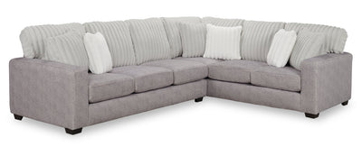 Made in Canada Koda 2-Piece Right-Facing Chenille Fabric Sectional with Reversible Cushions - Plush Paloma Grey | Sofa sectionnel de droite Koda 2 pièces fabriqué au Canada en tissu de chenille avec coussins réversibles - gris Paloma luxueux