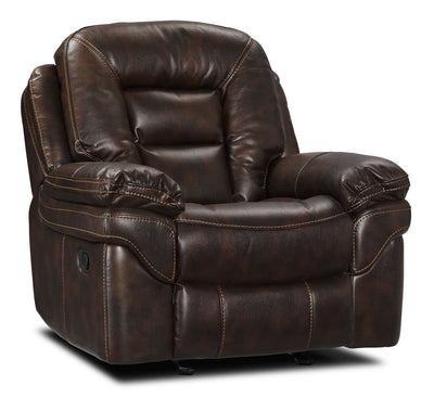 Leo 41" Leather-Look Fabric Rocker Reclining Chair - Walnut Brown | Fauteuil berçant et inclinable Leo de 41 po en tissu d’apparence cuir - brun noyer