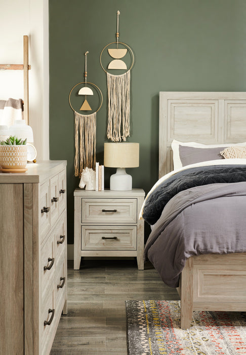 Lara Panel Bed with Headboard & Frame, Antique Grey - Queen Size