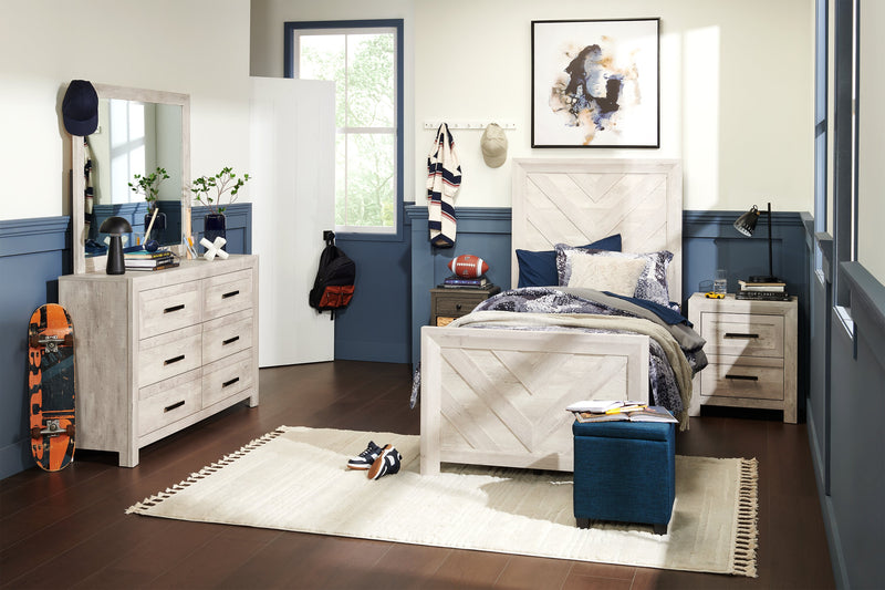 Lark Bedroom Dresser Mirror - Rustic White