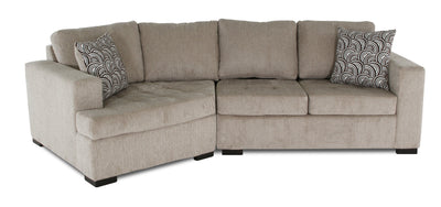 Made in Canada Legend 2-Piece Left-Facing Chenille Fabric Cuddler Sectional - Platinum Beige | Sofa sectionnel de gauche Legend 2 pièces fabriqué au Canada en tissu de chenille avec fauteuil enveloppant - beige platine