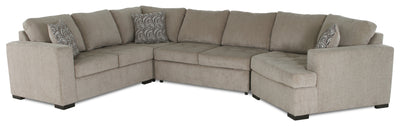 Made in Canada Legend 4-Piece Right-Facing Chenille Fabric Cuddler Sleeper Sectional - Platinum Beige | Sofa-lit sectionnel de droite Legend 4 pièces fabriqué au Canada en tissu de chenille avec fauteuil enveloppant - beige platine