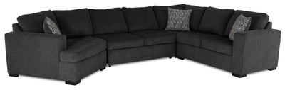 Made in Canada Legend 4-Piece Left-Facing Chenille Fabric Cuddler Sleeper Sectional - Pepper Grey | Sofa-lit sectionnel de gauche Legend 4 pièces fabriqué au Canada en tissu de chenille avec fauteuil enveloppant - gris poivre