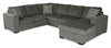 Made in Canada Legend 3-Piece Right-Facing Chenille Fabric Sleeper Sectional with Storage Chaise - Pewter Brown