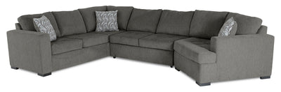 Made in Canada Legend 3-Piece Right-Facing Chenille Fabric Cuddler Sleeper Sectional - Pewter Brown | Sofa-lit sectionnel de droite Legend 3 pièces fabriqué au Canada en tissu de chenille avec fauteuil enveloppant - brun étain
