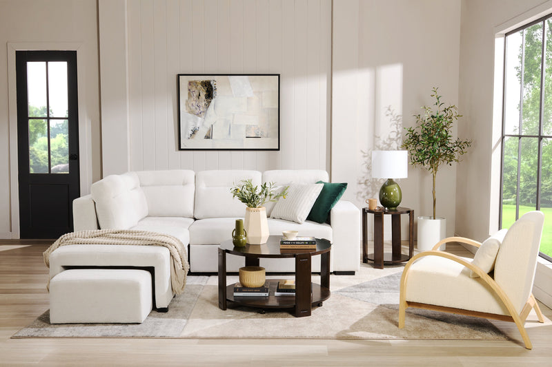 Loft 27.55\" Boucle Fabric Accent Chair with Accent Pillow and Wood Armrests and Legs - White