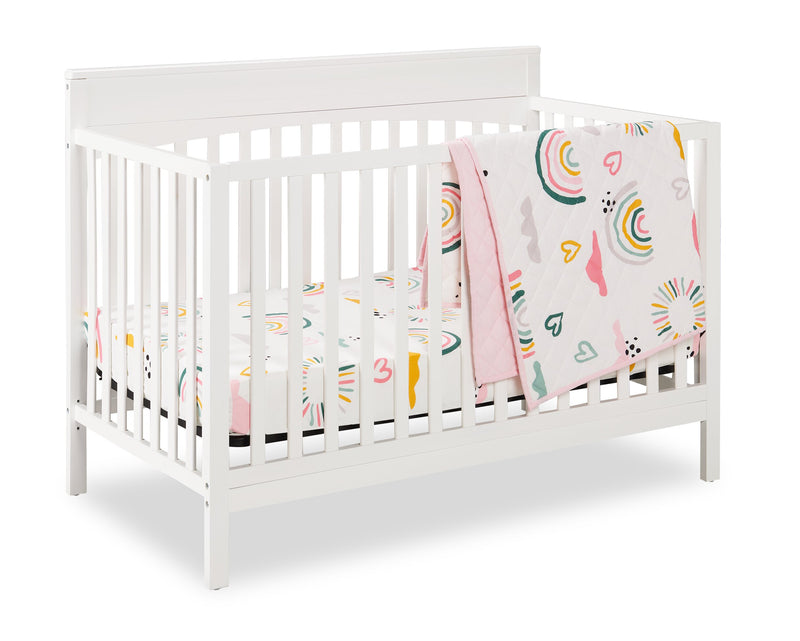 Luna 3-Piece Crib Bedding Set - White and Pink