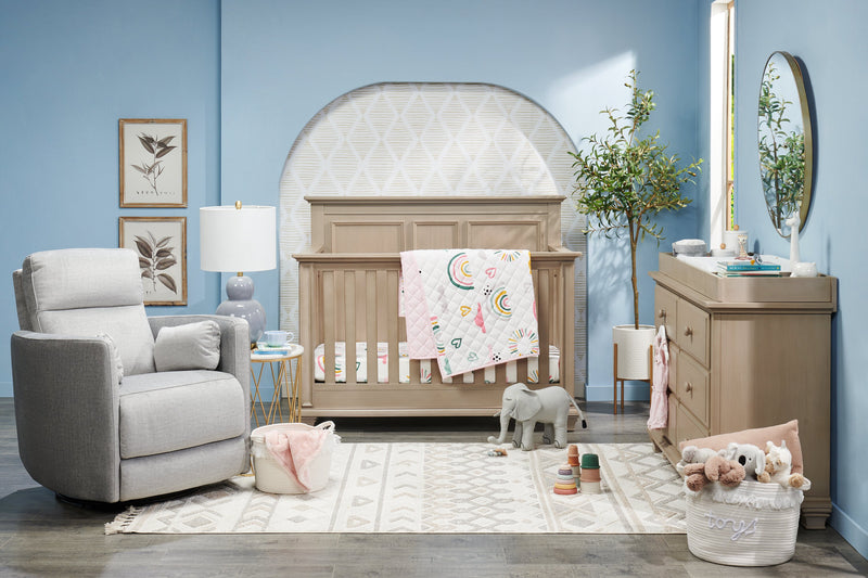 Luna 3-Piece Crib Bedding Set - White and Pink