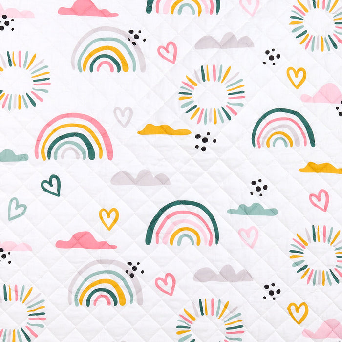 Luna 3-Piece Crib Bedding Set - White and Pink