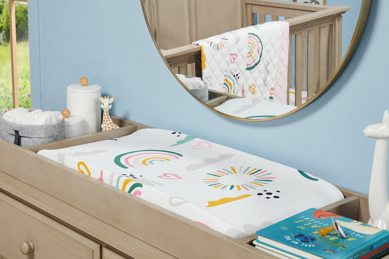 Luna 3-Piece Crib Bedding Set - White and Pink