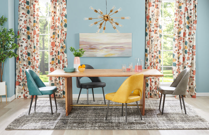 Kort & Co. Bay Dining Chair with Vegan Leather Fabric, Metal - Mustard