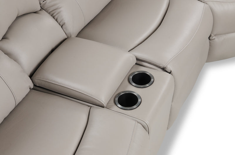 Marcel 6-Piece Genuine Leather Power Reclining Sectional with Storage Console and USB Port - Grey