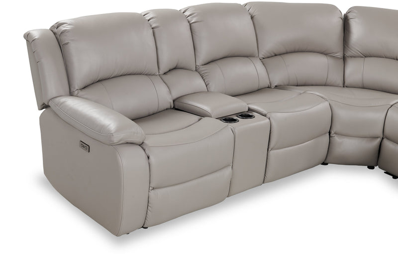 Marcel 6-Piece Genuine Leather Power Reclining Sectional with Storage Console and USB Port - Grey