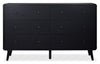 Milan Bedroom 6-Drawer Dresser, Mid-Century Modern, 59\"W x 36\"H - Black