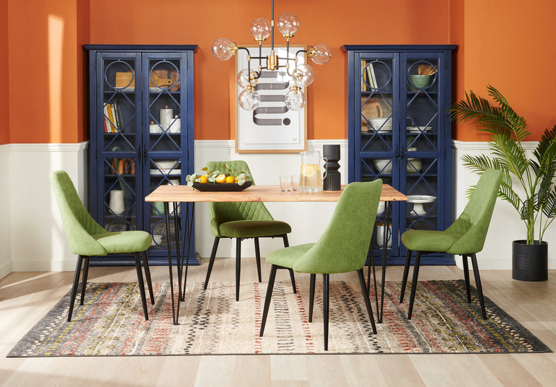 Miya Dining Chair with Polyester Fabric, Metal - Moss Green