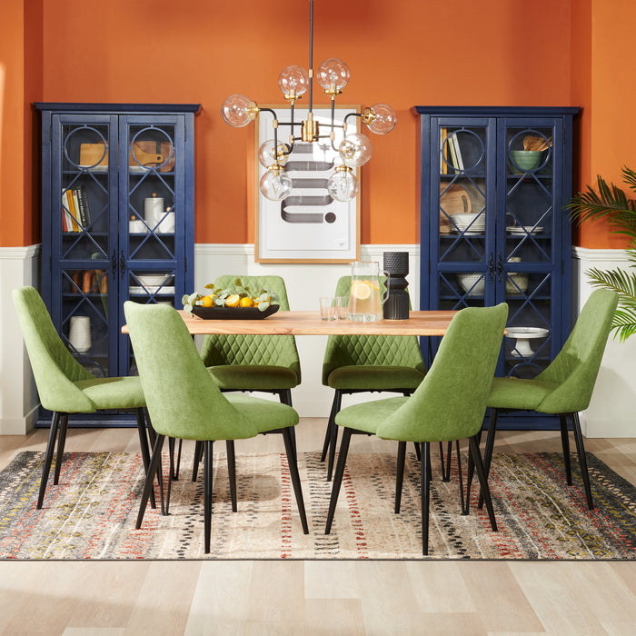 Miya Dining Chair with Polyester Fabric, Metal - Moss Green