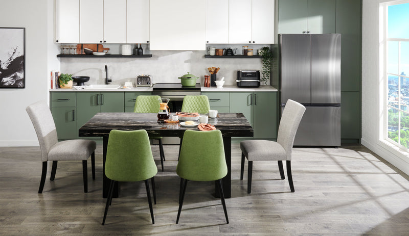 Miya Dining Chair with Polyester Fabric, Metal - Moss Green