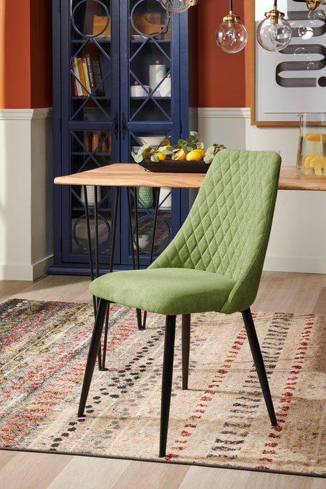 Miya Dining Chair with Polyester Fabric, Metal - Moss Green