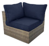 Naples Corner Outdoor Patio Chair - Hand-Woven Resin Wicker, UV & Weather Resistant - Natural/Blue