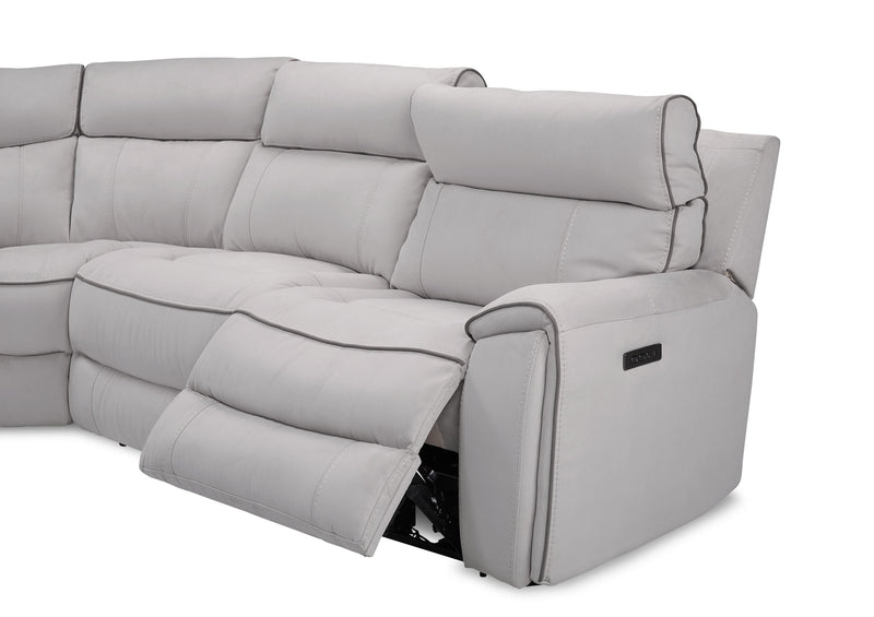 Cindy Crawford Home Newport 6-Piece Left-Facing Faux Suede Power Reclining Sectional with USB Port - Grey