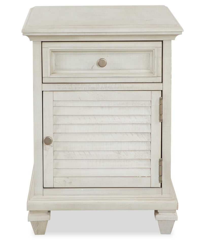 Newman 18" Traditional Chairside Table with Storage Alabaster Wh