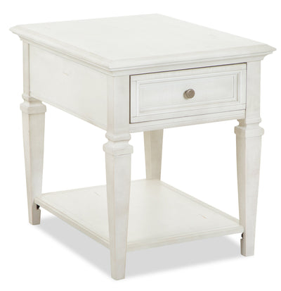 Newman 20" Traditional End Table with Storage and Shelf - Alabaster White Pine|Table de bout traditionnelle Newman de 20 po avec rangement et tablette - pin blanc albâtre