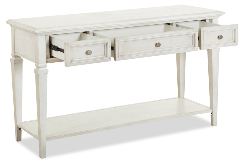 Newman  50\" Traditional Sofa Table with Storage and Shelf - Alabaster White Pine
