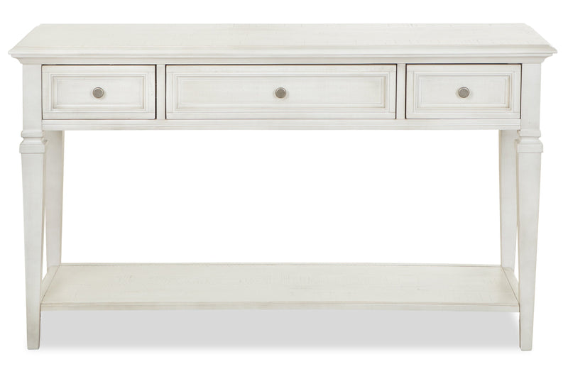 Newman  50\" Traditional Sofa Table with Storage and Shelf - Alabaster White Pine