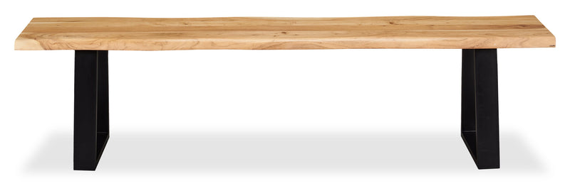 Oskar Dining Bench, Acacia Wood & Metal, 70\"W - Natural & Black