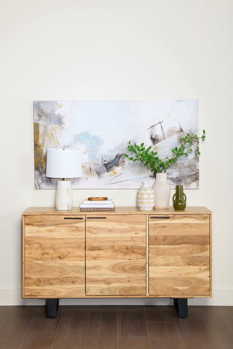 Oskar Dining Server with Storage, 60\"W,  Acacia Wood & Metal - Natural & Black