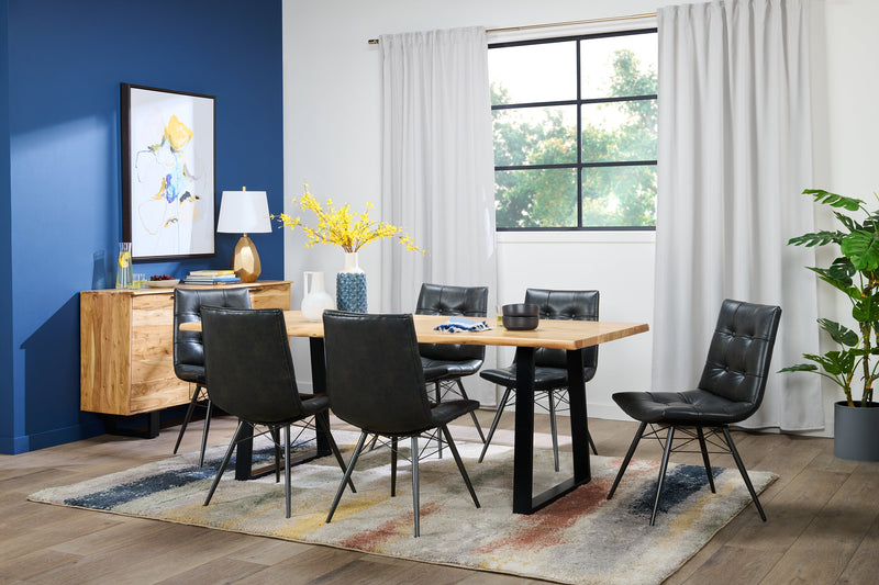 Oskar Dining Table, Acacia Wood & Metal, 79\"W - Natural & Black