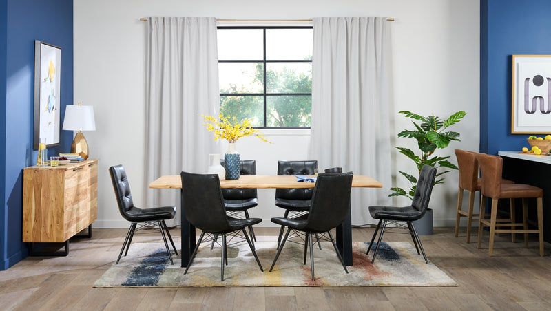 Oskar Dining Table, Acacia Wood & Metal, 79\"W - Natural & Black