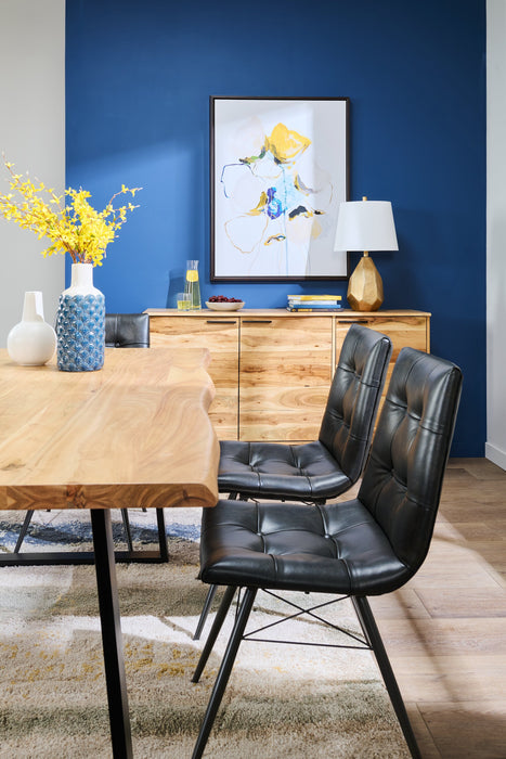 Oskar Dining Table, Acacia Wood & Metal, 79\"W - Natural & Black