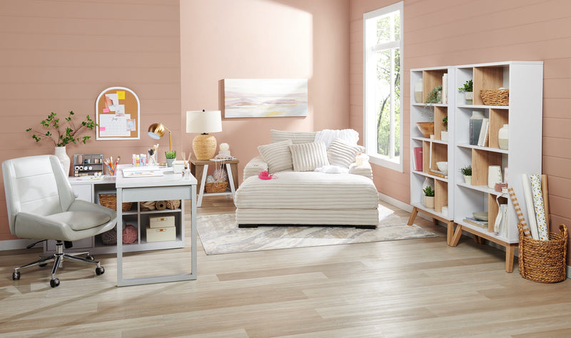 Owen 55\" Reversible Corner Office Desk with 4-Drawers & Cubbies - White