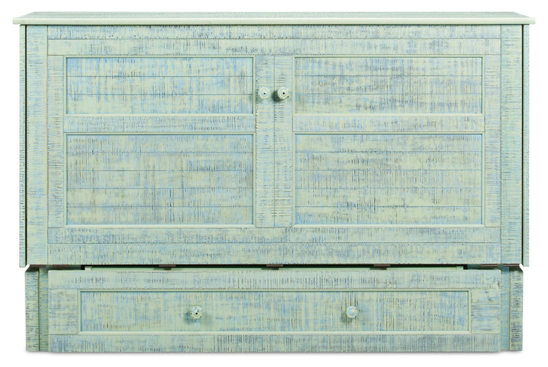 Parker Cabinet Bed with Memory Foam Mattress, Seafoam - Queen Size