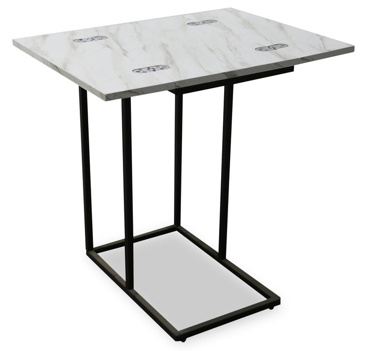 Pia 18\" C-Table with Expandable Top - White Marble