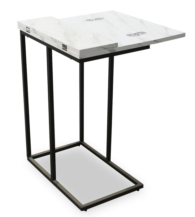 Pia 18\" C-Table with Expandable Top - White Marble