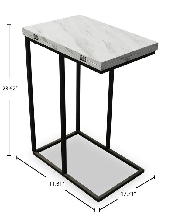 Pia 18\" C-Table with Expandable Top - White Marble