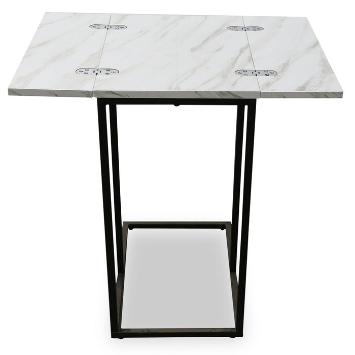 Pia 18\" C-Table with Expandable Top - White Marble