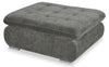 Scott Living Plaza Modular 38\" Fabric Ottoman with Tufted Cushion and Metal Legs - Grey