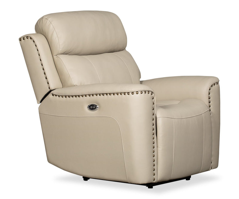 Quincy Genuine Leather Recliner Beige The Brick
