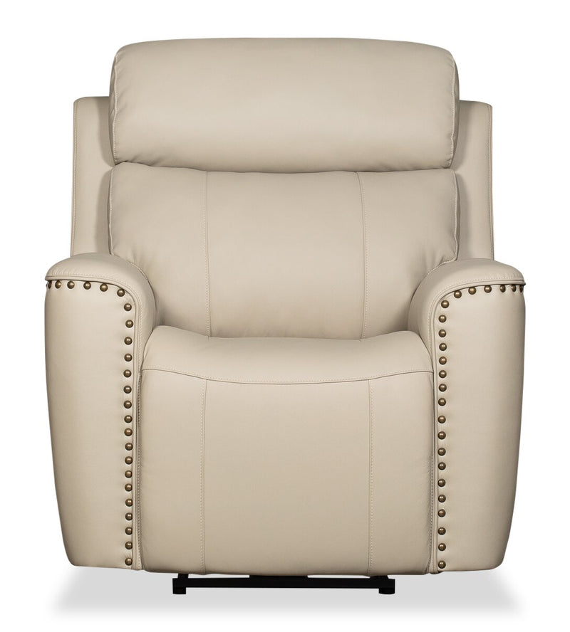 Quincy Genuine Leather Recliner Beige The Brick