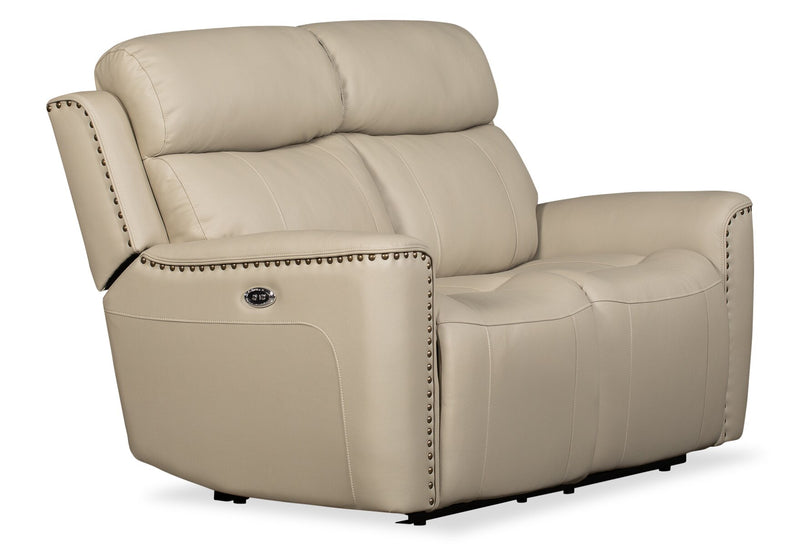Quincy Genuine Leather Reclining Loveseat Beige The Brick